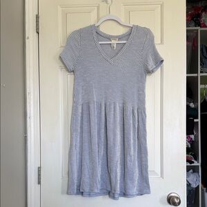 Women’s' Light Blue Stripe V-Neck Knit Dress